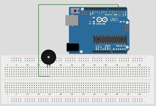 LED fixed on breadboard