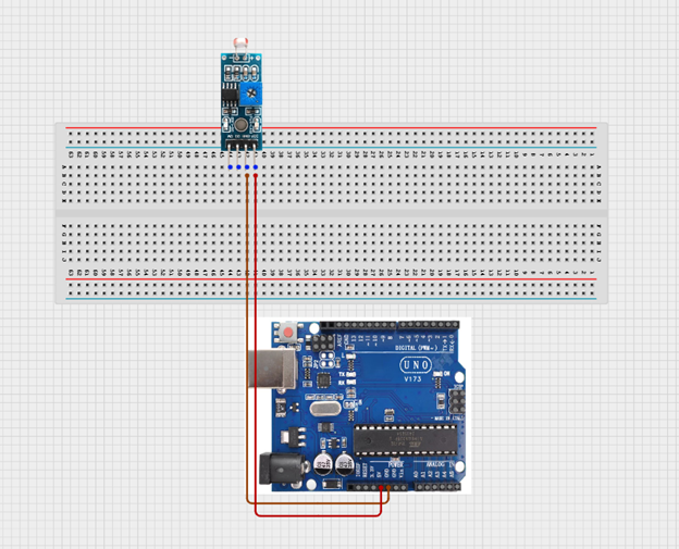 LDR fixed on breadboard