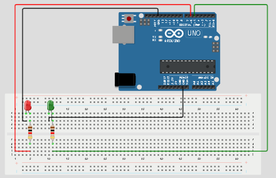 LED fixed on breadboard