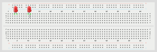 LED fixed on breadboard