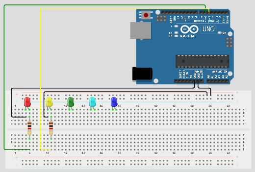 LED fixed on breadboard