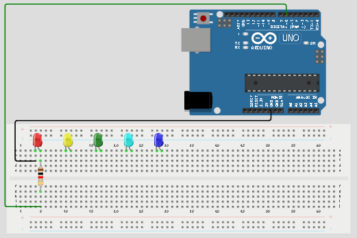 LED fixed on breadboard
