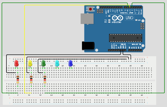LED fixed on breadboard