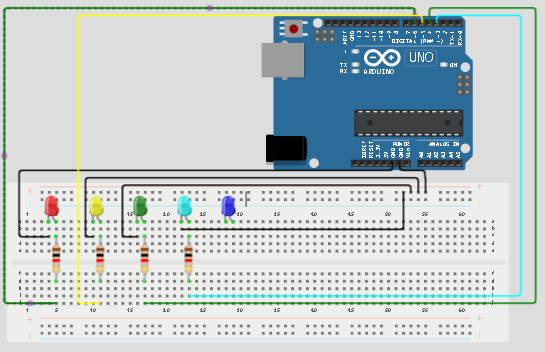 LED fixed on breadboard