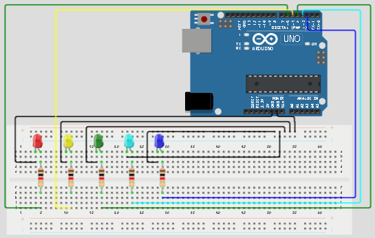 LED fixed on breadboard