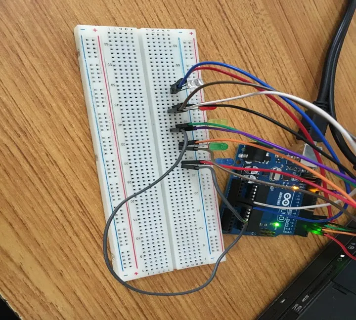 LED fixed on breadboard