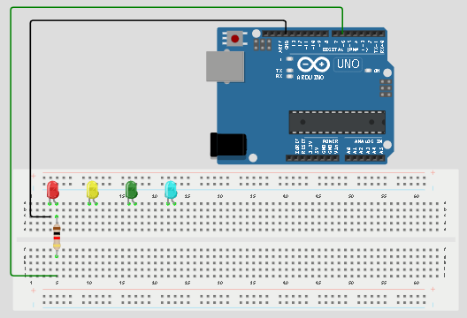 LED fixed on breadboard