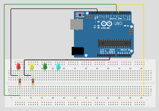LED fixed on breadboard
