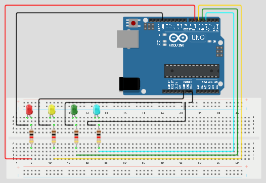 LED fixed on breadboard