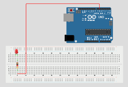 LED fixed on breadboard