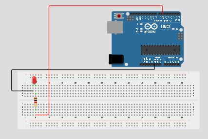 LED fixed on breadboard