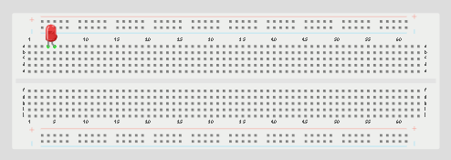 LED fixed on breadboard