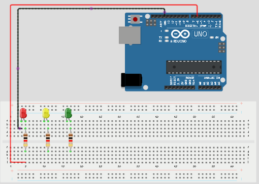 LED fixed on breadboard