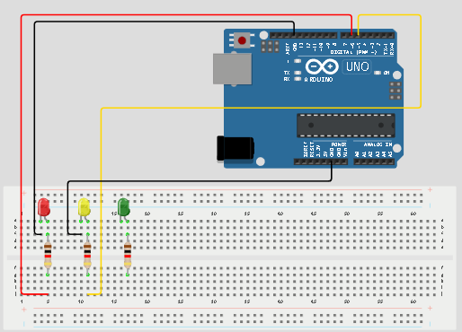 LED fixed on breadboard