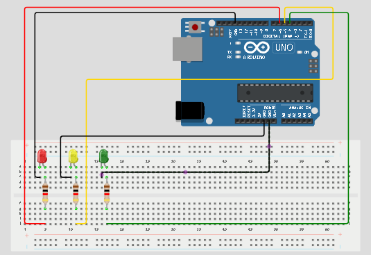 LED fixed on breadboard