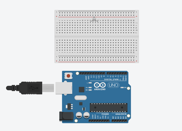 LED fixed on breadboard