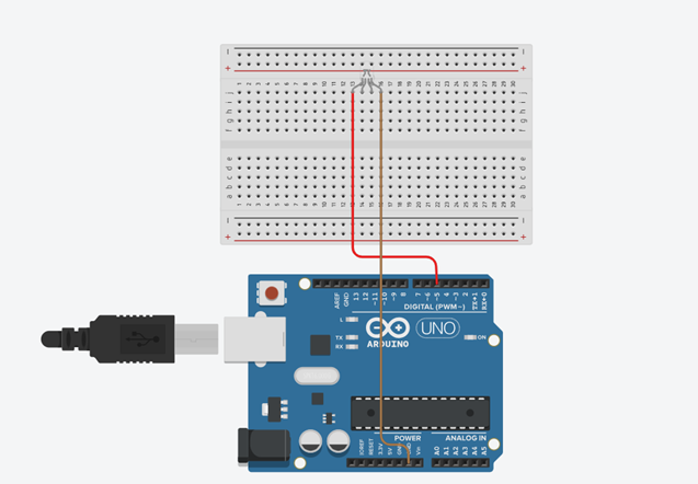 LED fixed on breadboard