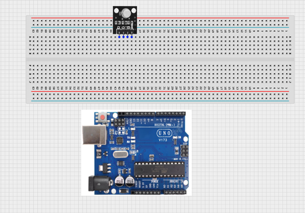 LED fixed on breadboard