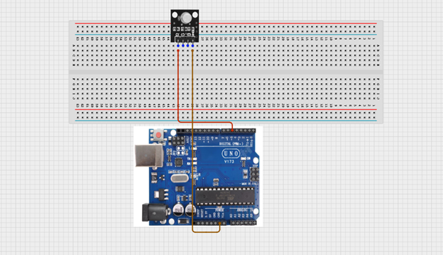 LED fixed on breadboard