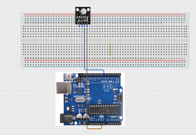LED fixed on breadboard