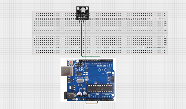 LED fixed on breadboard