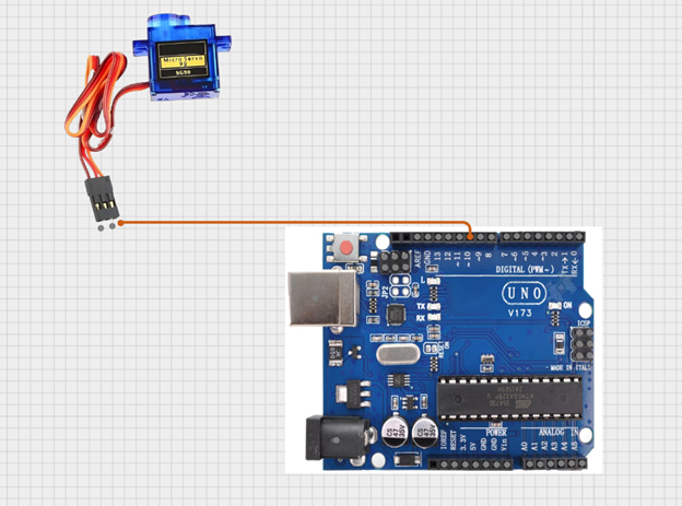 connect orange jumper wire to orange on Servo Motor