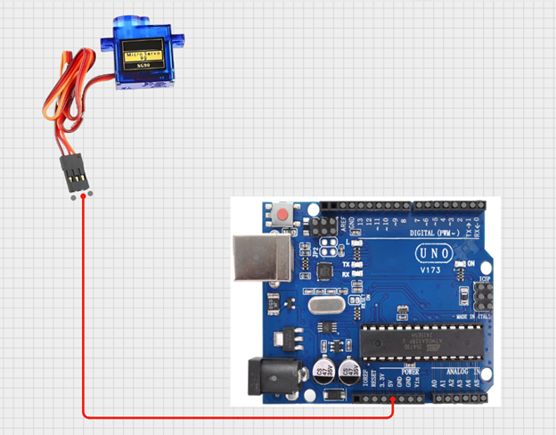connect red jumper wire to red on Servo Motor