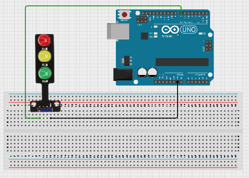 Trafic Light fixed on breadboard
