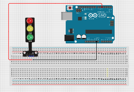 Trafic Light fixed on breadboard