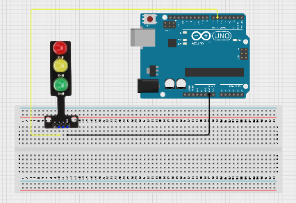 Trafic Light fixed on breadboard