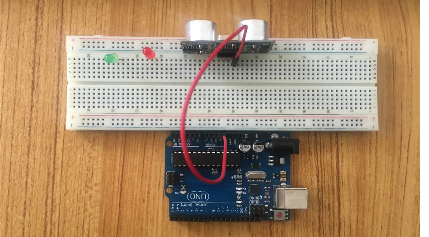 red wire on breadboard