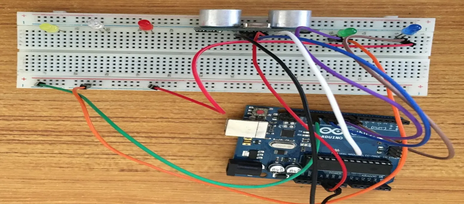 violet wire on breadboard