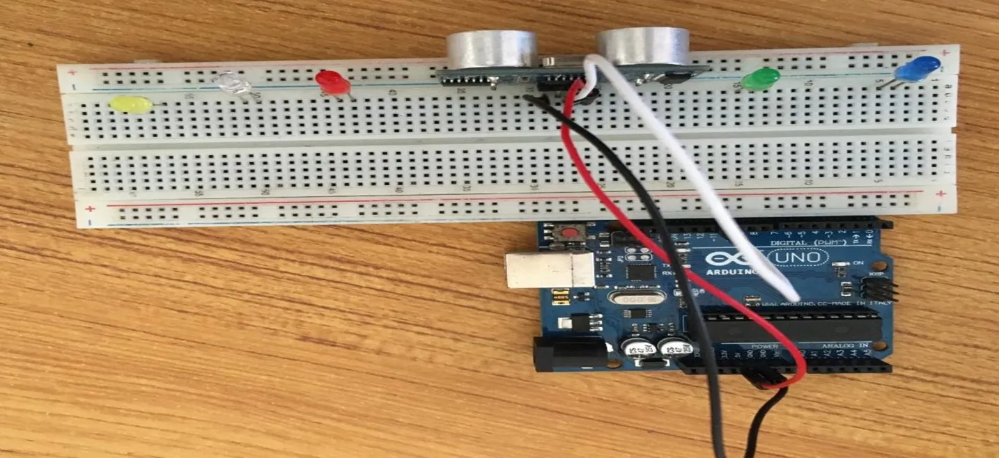white wire on breadboard
