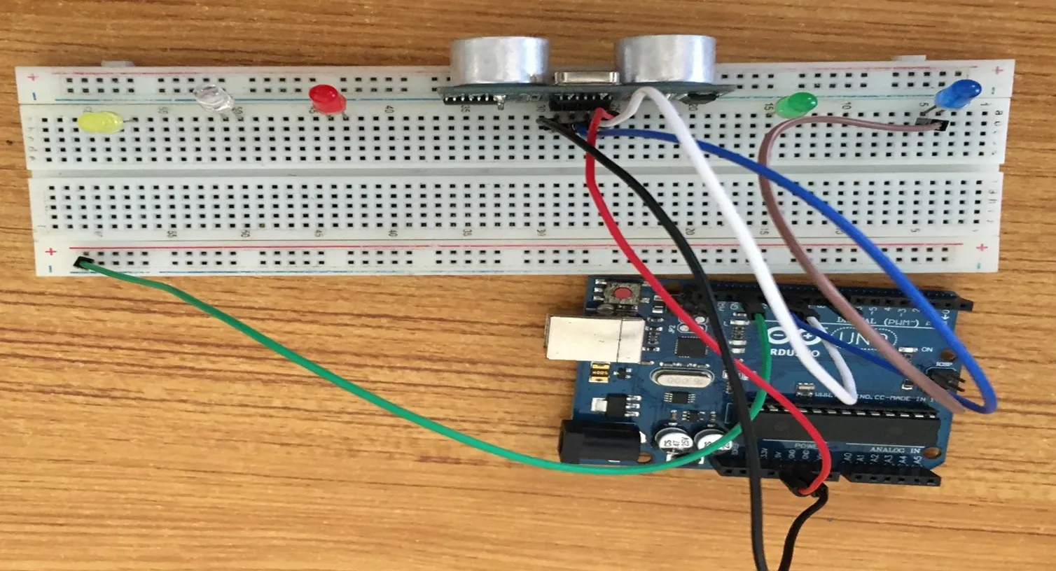 green wire on breadboard
