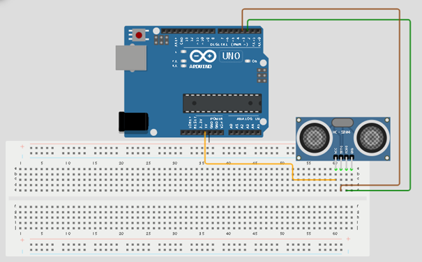 Green wire fixed on breadboard