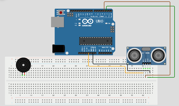 Blue wire fixed on breadboard