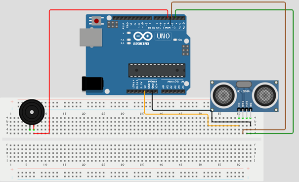 Red wire fixed on breadboard