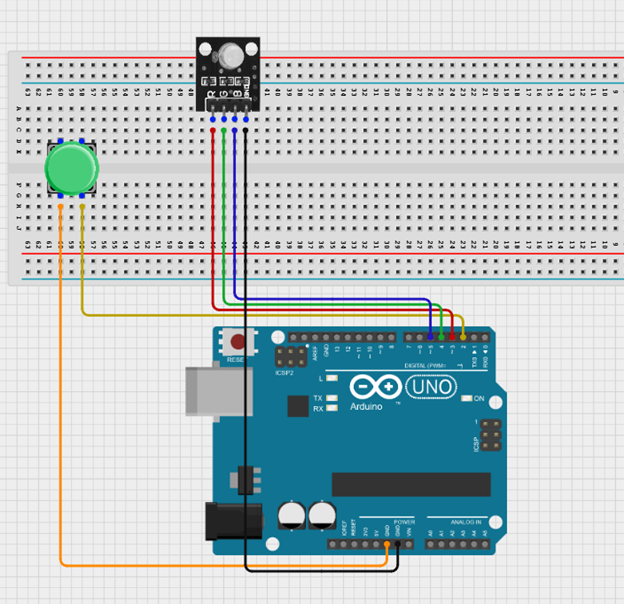 LED fixed on breadboard