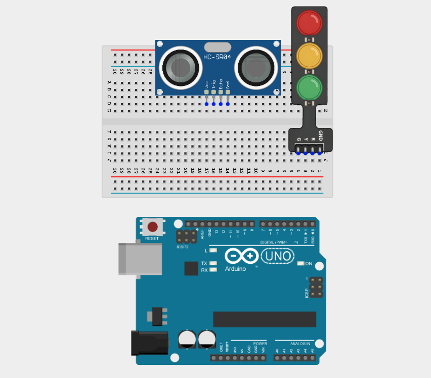 Components on breadboard