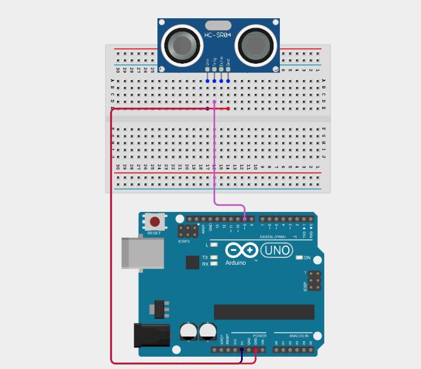 Components on breadboard