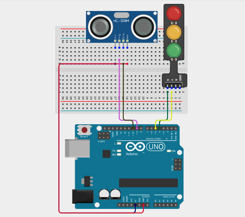 Components on breadboard