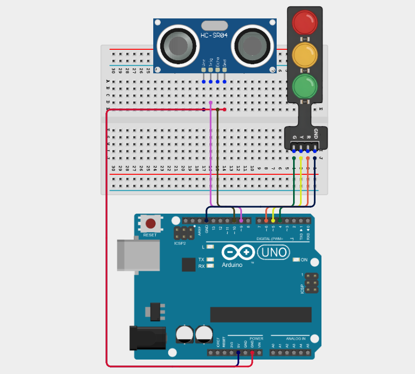Components on breadboard