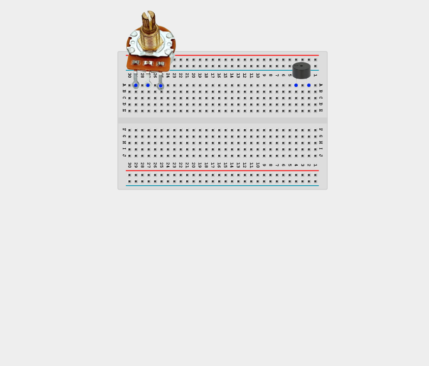 Components on breadboard