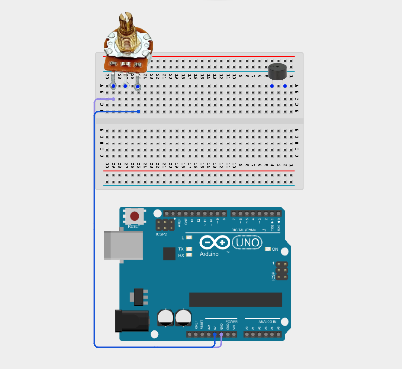 Components on breadboard