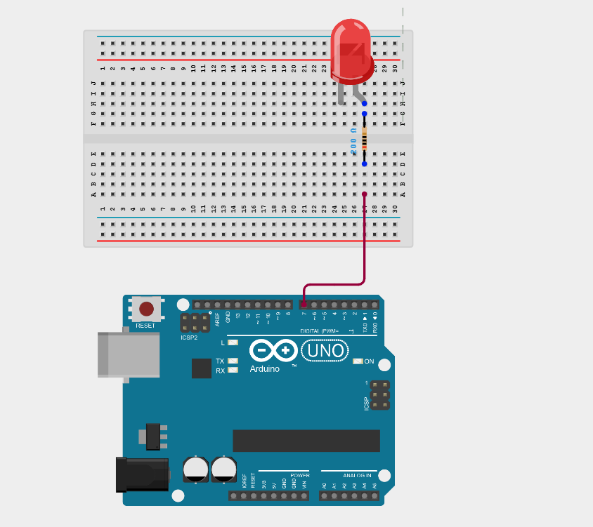 Components on breadboard