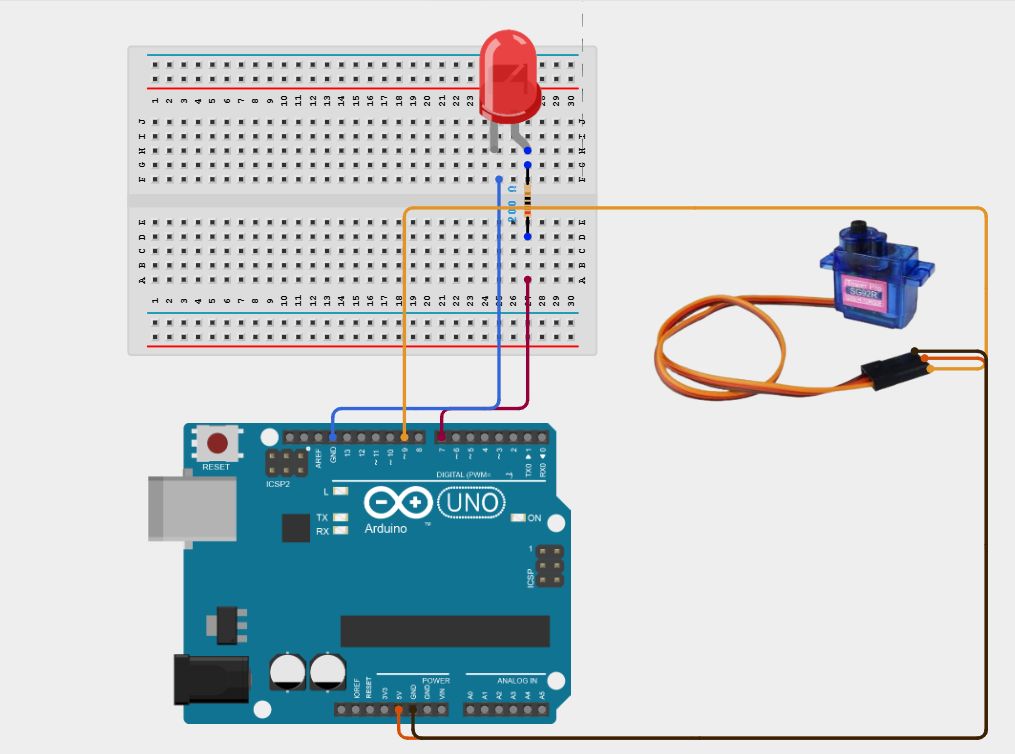 Components on breadboard