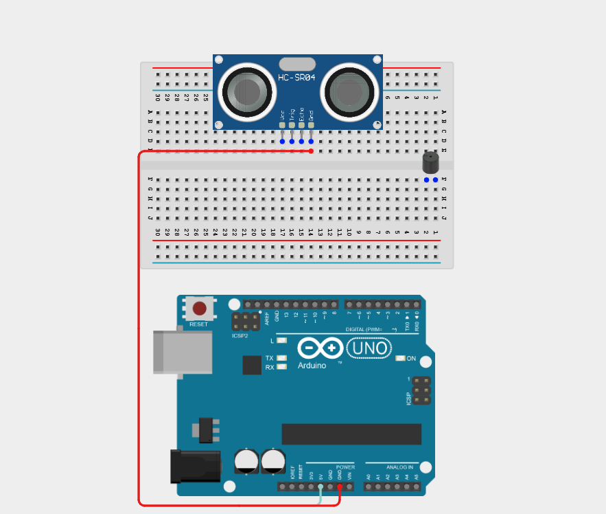 Components on breadboard