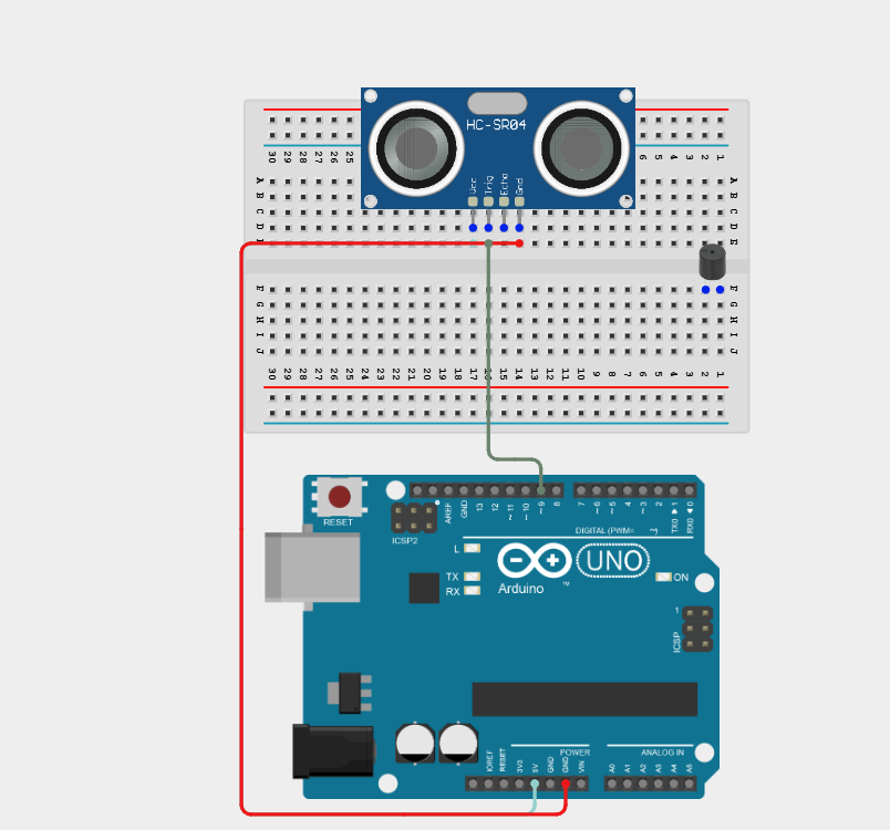 Components on breadboard