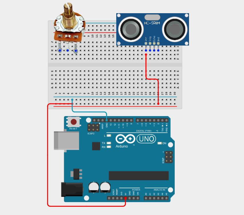 Components on breadboard