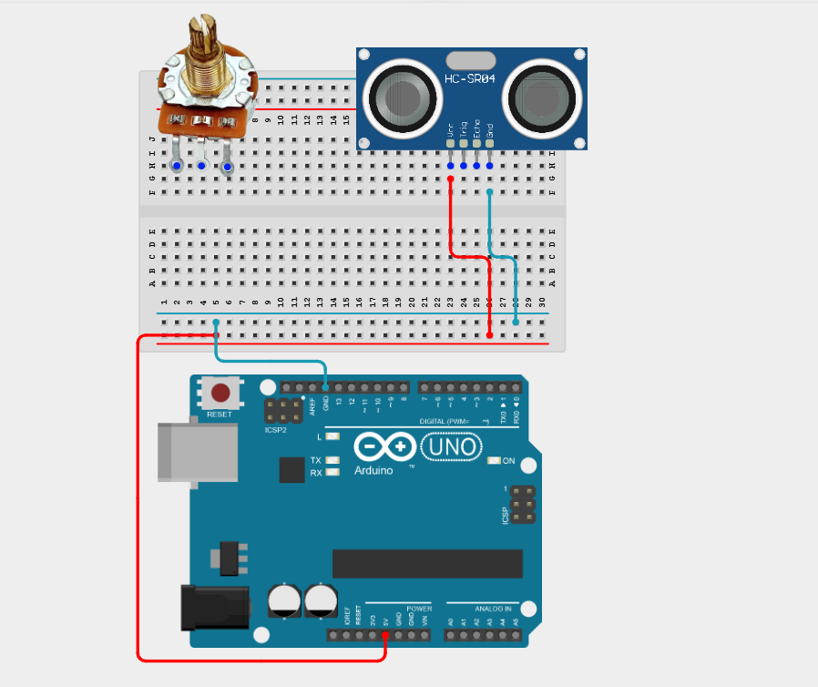 Components on breadboard